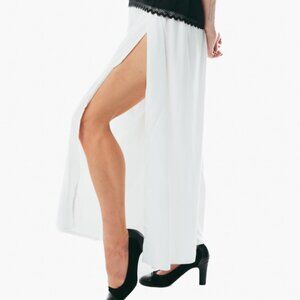 women white slit pants wide leg flowy trousers for summer beach and vacation